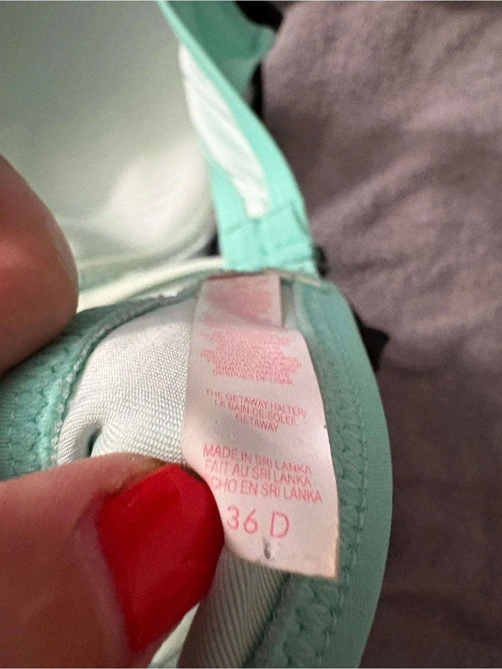 Mint & Blue Patterned Halter Bikini Top